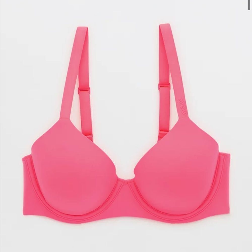 NWT Aerie 36B Smoothez Mesh Unlined Sheer Sexy Balconette Hot Pink Bra